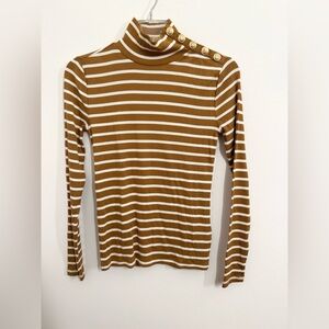 J. Crew Brown and White Striped Long Sleeve Top